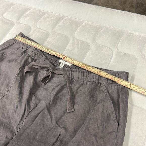 Ellen Tracy Linen Shorts Size XL Gray Drawstring Waist Pockets 100% Linen 4” - Picture 3 of 9